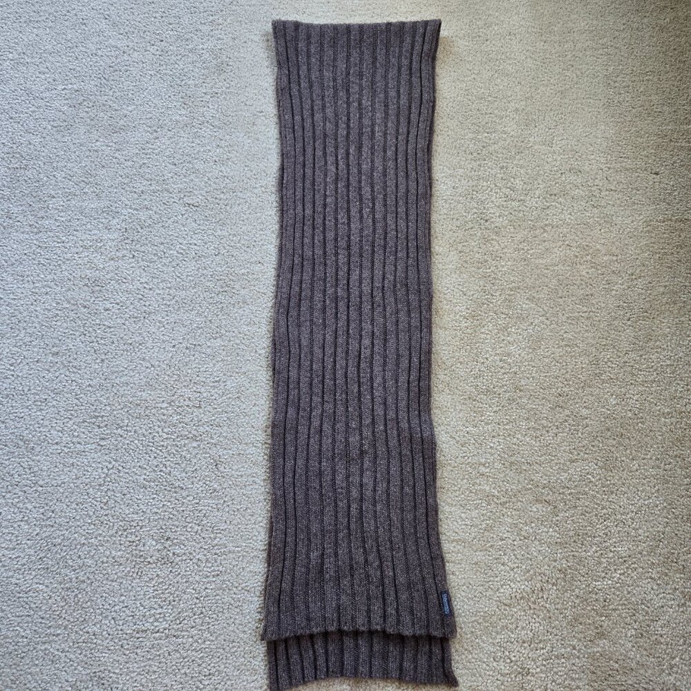 Brown Ribbed Lambswool Scarf made in Ireland - Picture 7 of 9